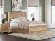 Makidern Queen Panel Bed with Storage, Dresser and Mirror - PCB1170B7