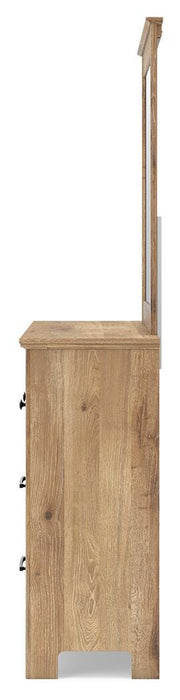 Makidern Queen Panel Bed with Storage, Dresser and Mirror - PCB1170B7