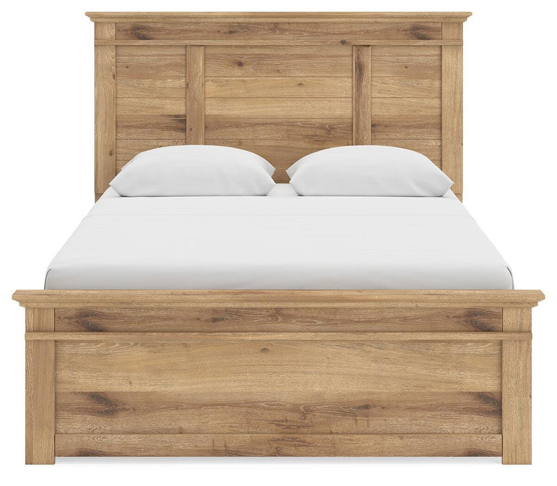 Makidern Queen Panel Bed with Storage, Dresser and Mirror - PCB1170B7