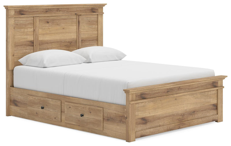 Makidern Queen Panel Bed with Storage, Dresser and Mirror - PCB1170B9