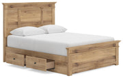 Makidern Queen Panel Bed with Storage, Dresser and Mirror - PCB1170B9