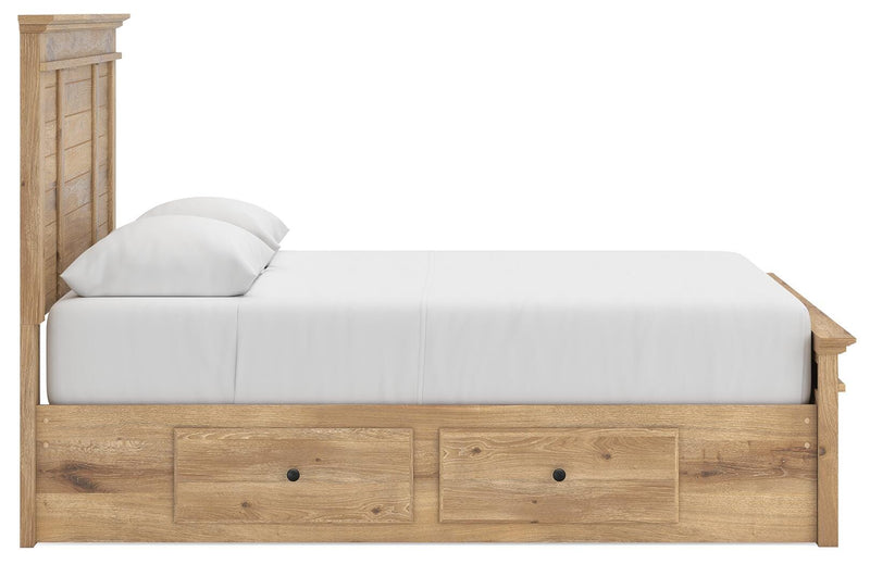 Makidern Queen Panel Bed with Storage, Dresser and Mirror - PCB1170B9
