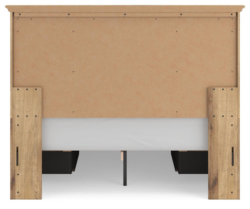 Makidern Queen Panel Bed with Storage, Dresser and Mirror - PCB1170B9