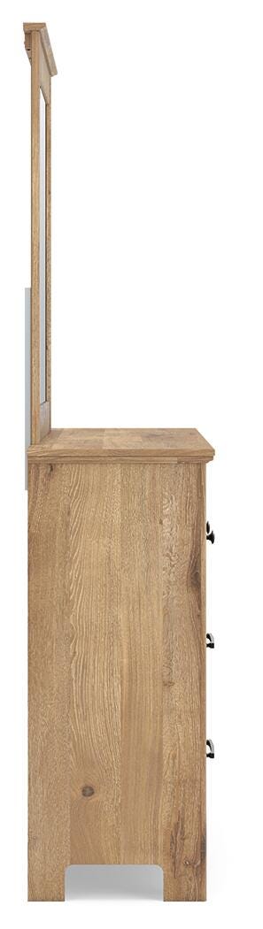 Makidern Queen Panel Bed with Storage, Dresser and Mirror - PCB1170B9