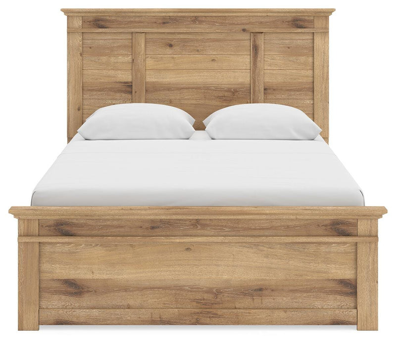 Makidern Queen Panel Bed with Storage, Dresser and Mirror - PCB1170B9