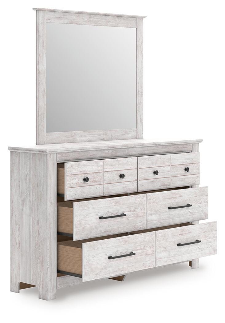 Makidern Queen Panel Storage Bed, Dresser and Mirror - PCB1171B5
