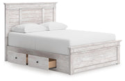 Makidern Whitewash Queen Panel Storage Bed - PCB1171B16