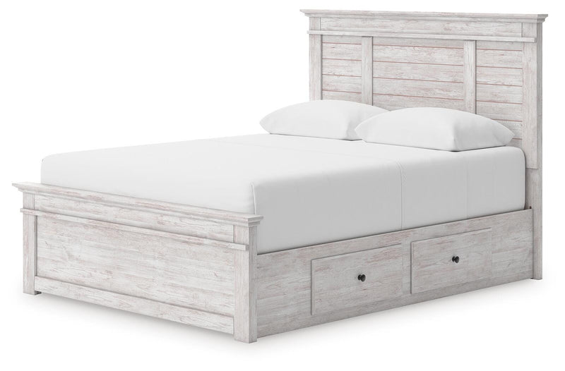 Makidern Whitewash Queen Panel Storage Bed - PCB1171B7