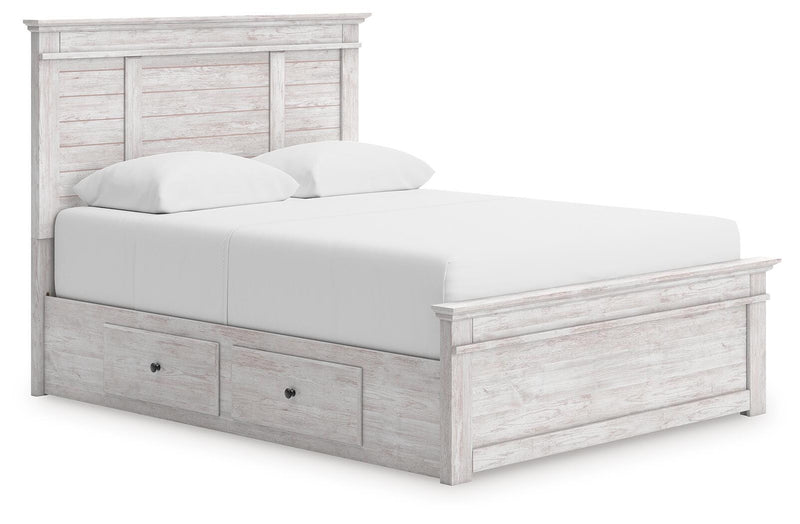 Makidern Whitewash Queen Panel Storage Bed - PCB1171B7