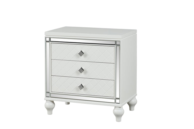 Malibu - 3 Drawers White Nightstand - B234-N