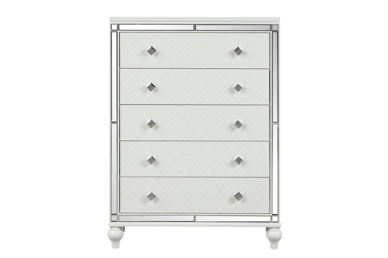 Malibu - 5 Drawers White Chest - B234-C-S