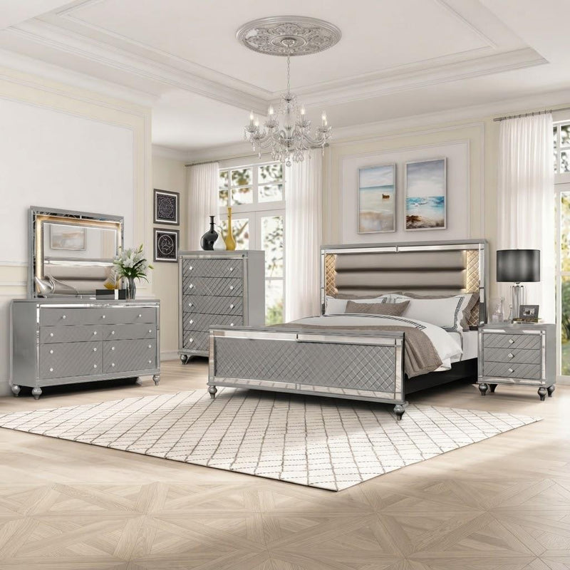 Malibu - Charcoal Queen Bed, Dresser, Mirror - B235-QDM-Charcoal-Storage