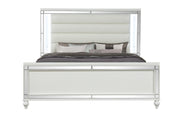 Malibu - White Panel King Bed with Upholstered Headboard and LED Light - B234-K-Bed