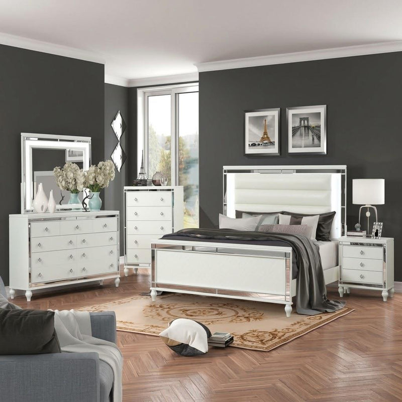 Malibu - White Queen Bed, Dresser, Mirror - B234-QDM
