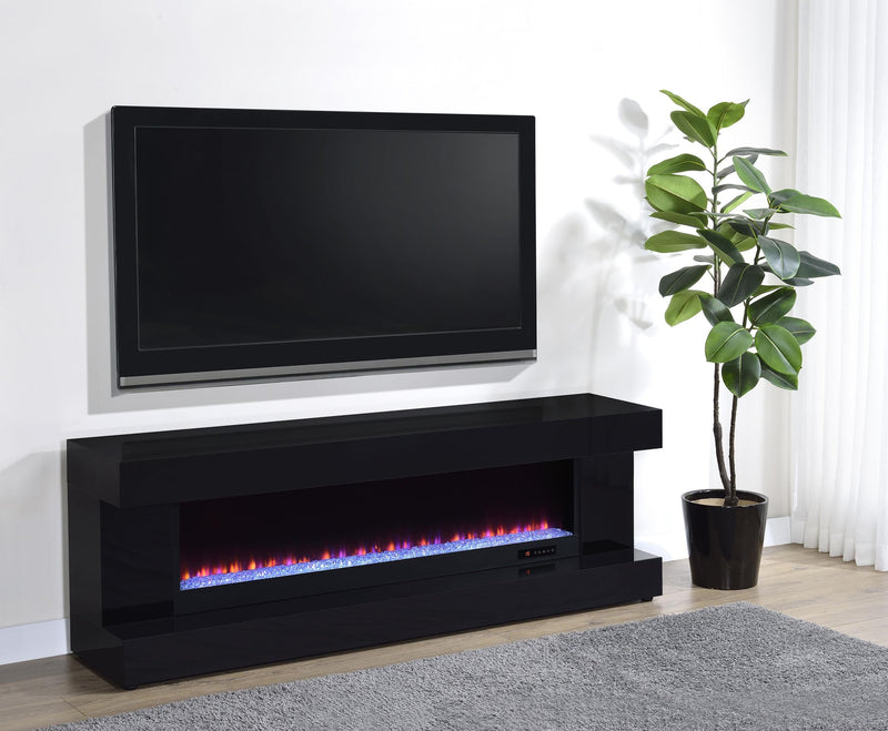 Mallory TV Stand Fireplace Console Bluetooth Speaker Black High Gloss - 701803