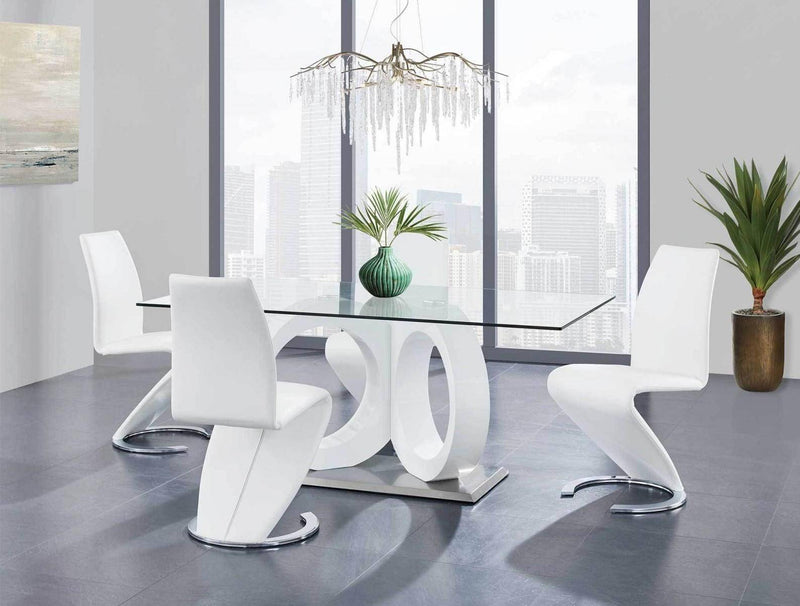 Malone White Glass Top Table & PU Chair Dining Set - Lara FurnitureDining Room Set