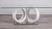 Malone White Glass Top Table & PU Chair Dining Set - Lara FurnitureDining Room Set