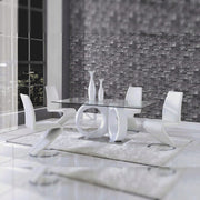 Malone White Glass Top Table & PU Chair Dining Set - Lara FurnitureDining Room Set