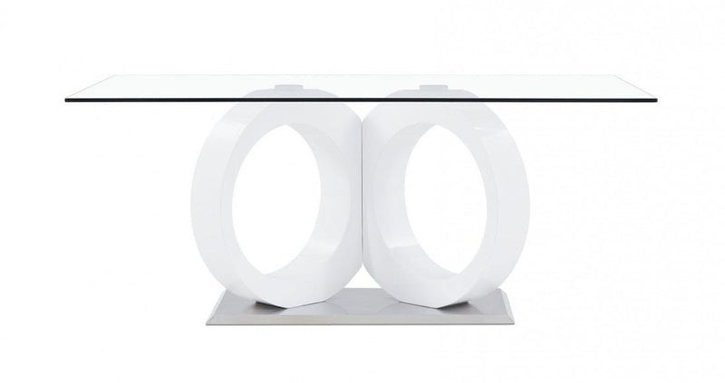 Malone White Glass Top Table & PU Chair Dining Set - Lara FurnitureDining Room Set