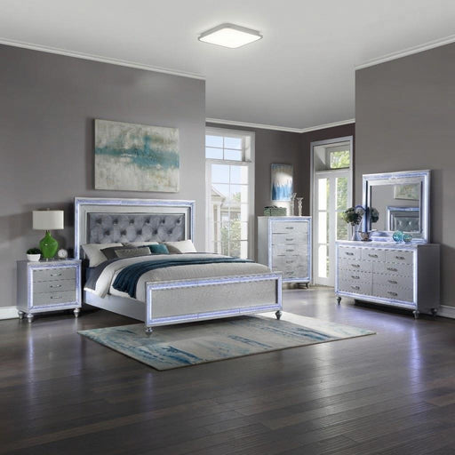 Mancos - Bed, Panel, Pine Wood/MDF/Mirror, Silver, Queen Each - B219-Q-Bed