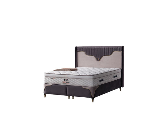 Manolya Storage Bed With Headboard Grey - King in Grey - 110-MAN-BBFFUME-200-SB