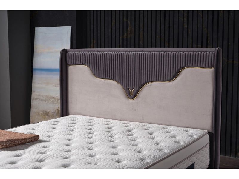 Manolya Storage Bed With Headboard Grey - King in Grey - 110-MAN-BBFFUME-200-SB