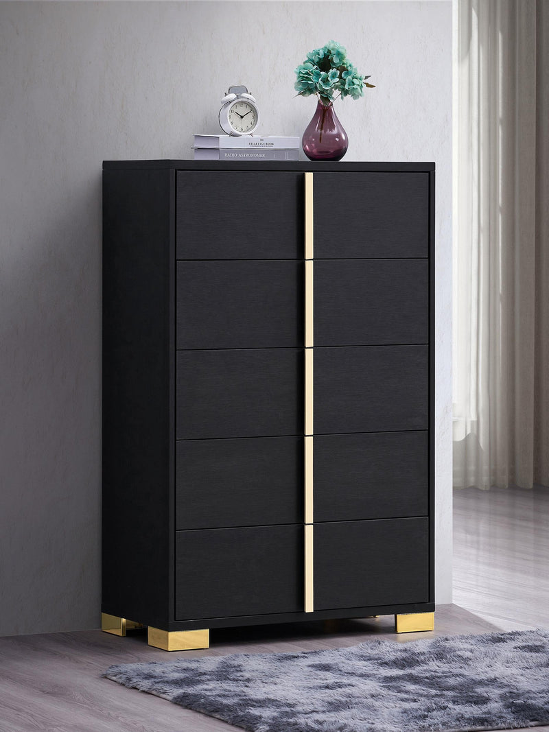 Marceline 5-drawer Bedroom Chest Black - 222835
