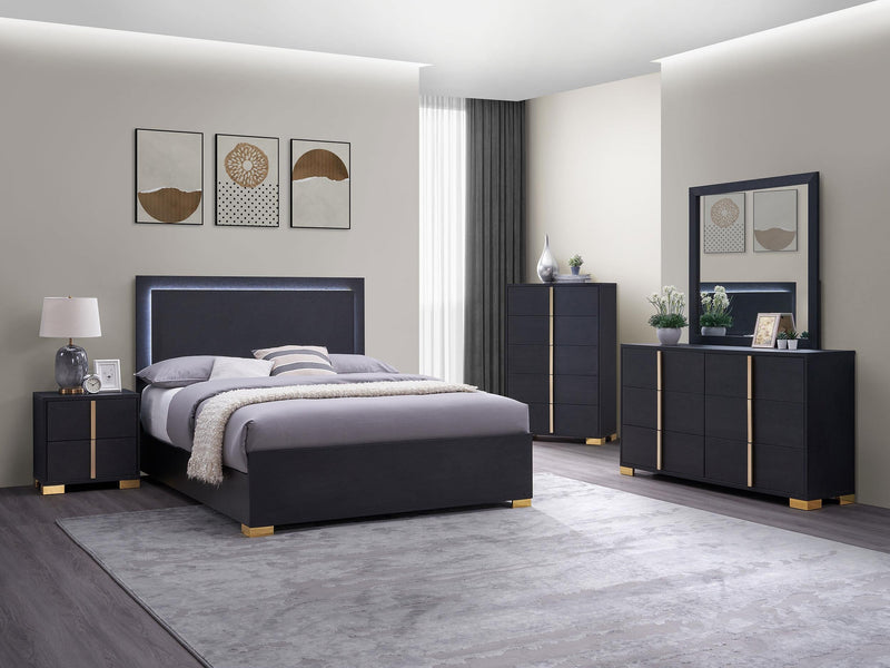 Marceline 6-drawer Dresser with Mirror Black - 222833M