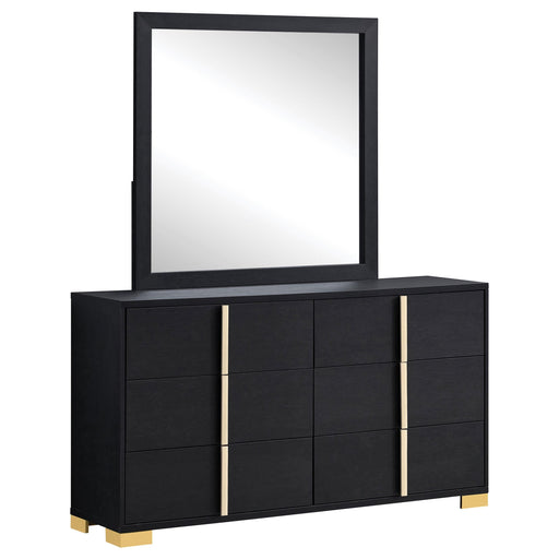 Marceline 6-drawer Dresser with Mirror Black - 222833M