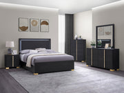 Marceline Wood Eastern King LED Panel Bed Black - 222831KE