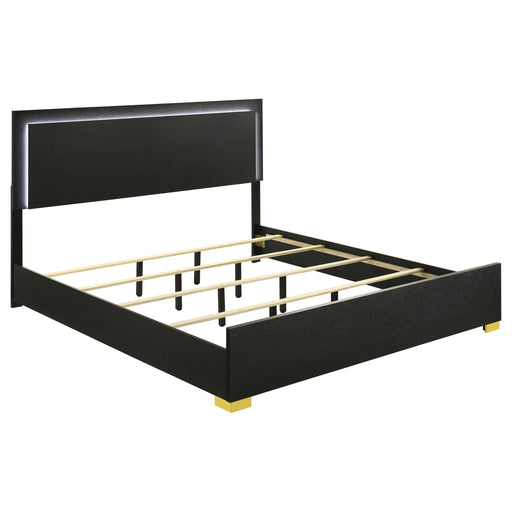 Marceline Wood Eastern King LED Panel Bed Black - 222831KE