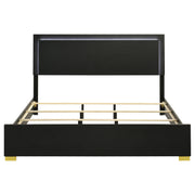 Marceline Wood Eastern King LED Panel Bed Black - 222831KE