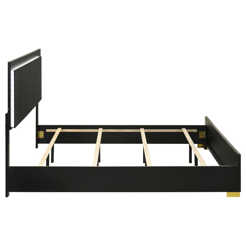 Marceline Wood Eastern King LED Panel Bed Black - 222831KE