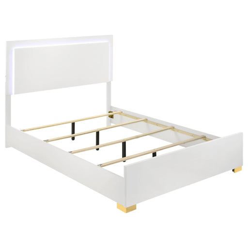 Marceline Wood Eastern King LED Panel Bed White - 222931KE