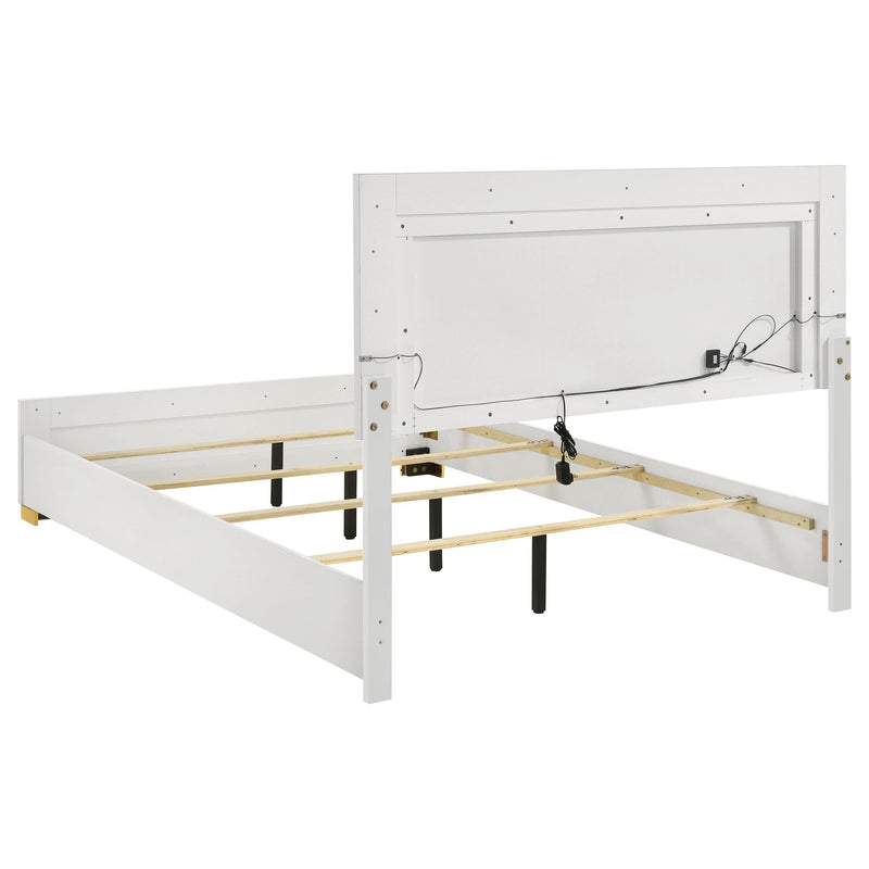 Marceline Wood Eastern King LED Panel Bed White - 222931KE