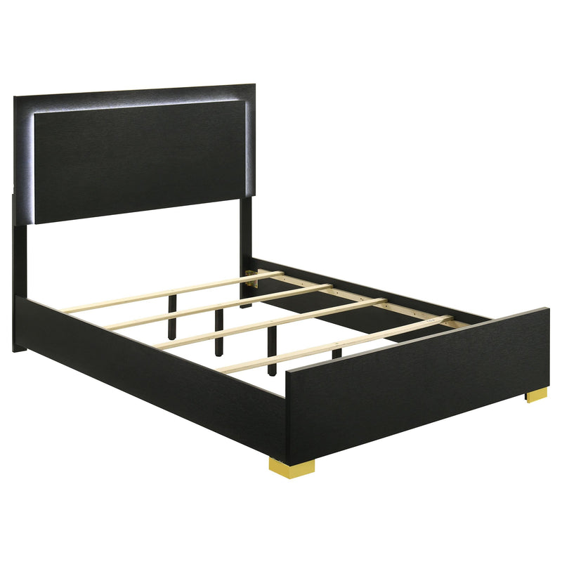 Marceline Wood Full LED Panel Bed Black - 222831F
