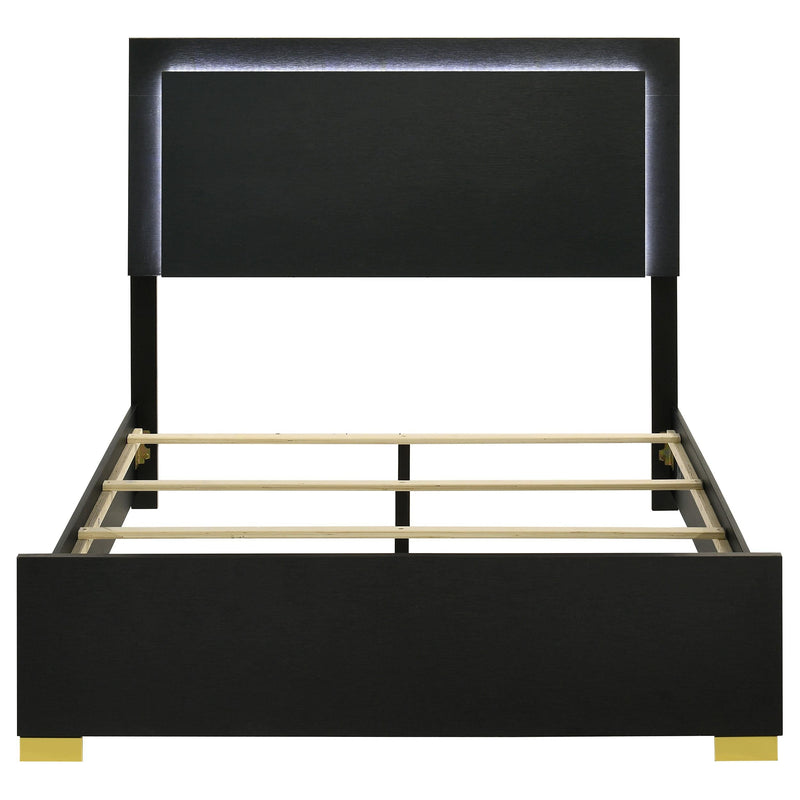 Marceline Wood Full LED Panel Bed Black - 222831F
