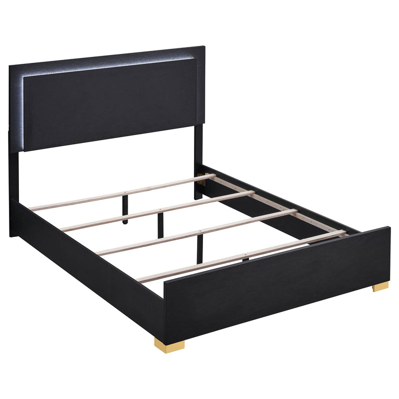 Marceline Wood Queen LED Panel Bed Black - 222831Q