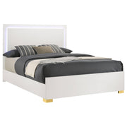 Marceline Wood Queen LED Panel Bed White - 222931Q