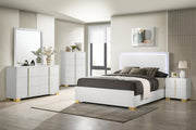 Marceline Wood Queen LED Panel Bed White - 222931Q