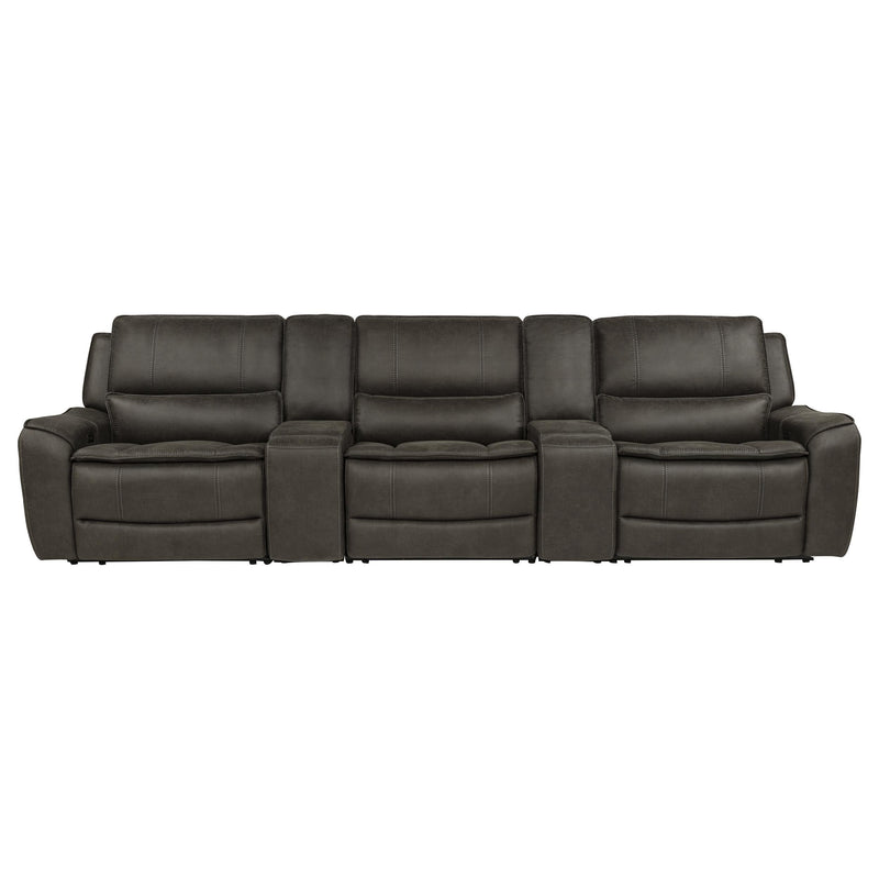 Marcell 5-Piece 3-Seat Power Home Theater Seating with Dual Consoles Grey - 609697PT