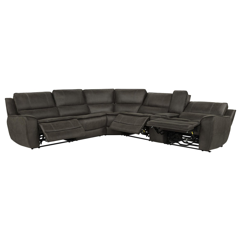 Marcell 6-Piece L-Shaped Power Reclining Sectional with Console Grey - 609690P-SET