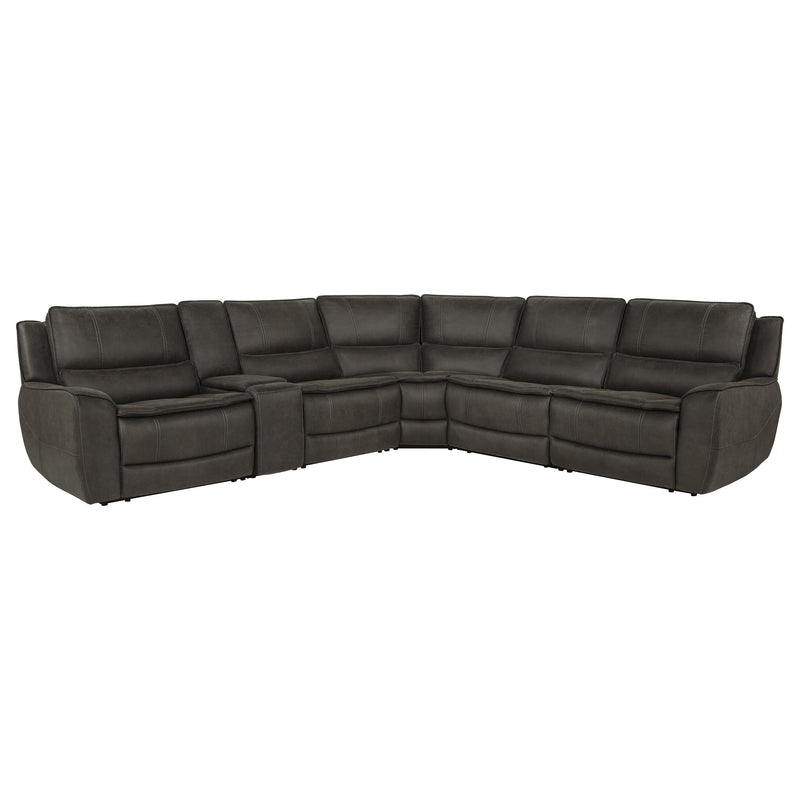 Marcell 6-Piece L-Shaped Power Reclining Sectional with Console Grey - 609690P-SET