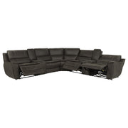 Marcell 7-Piece L-Shaped Power Reclining Sectional with Dual Consoles Grey - 609690P-SETA