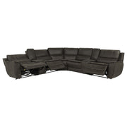 Marcell 7-Piece L-Shaped Power Reclining Sectional with Dual Consoles Grey - 609690P-SETA
