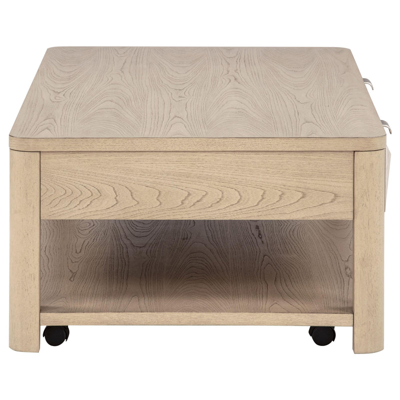 Marcelo Wood Coffee Table with 2 Drawers and Shelf Light Elm - 736058