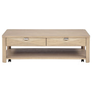 Marcelo Wood Coffee Table with 2 Drawers and Shelf Light Elm - 736058