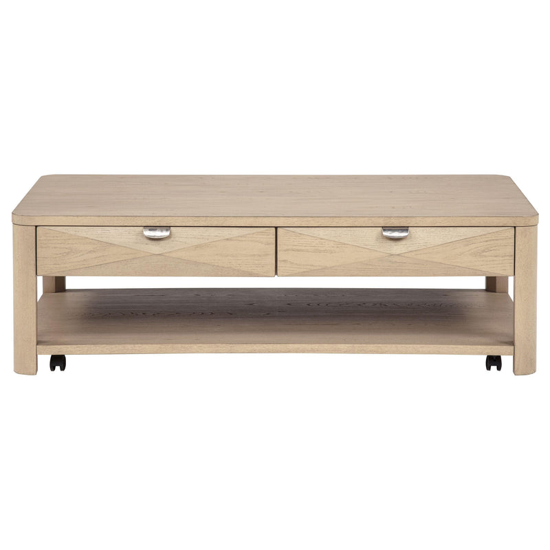 Marcelo Wood Coffee Table with 2 Drawers and Shelf Light Elm - 736058