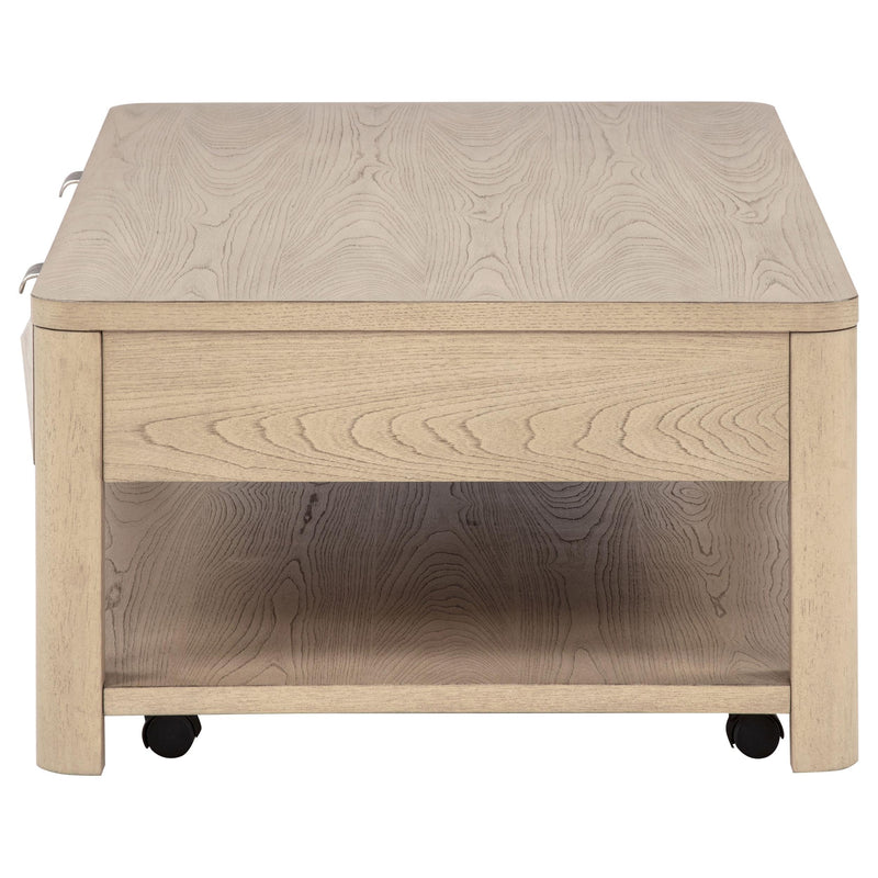Marcelo Wood Coffee Table with 2 Drawers and Shelf Light Elm - 736058