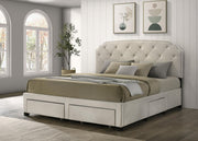 Marianna 4-drawer Upholstered Eastern King Storage Bed Cream - 316011KE